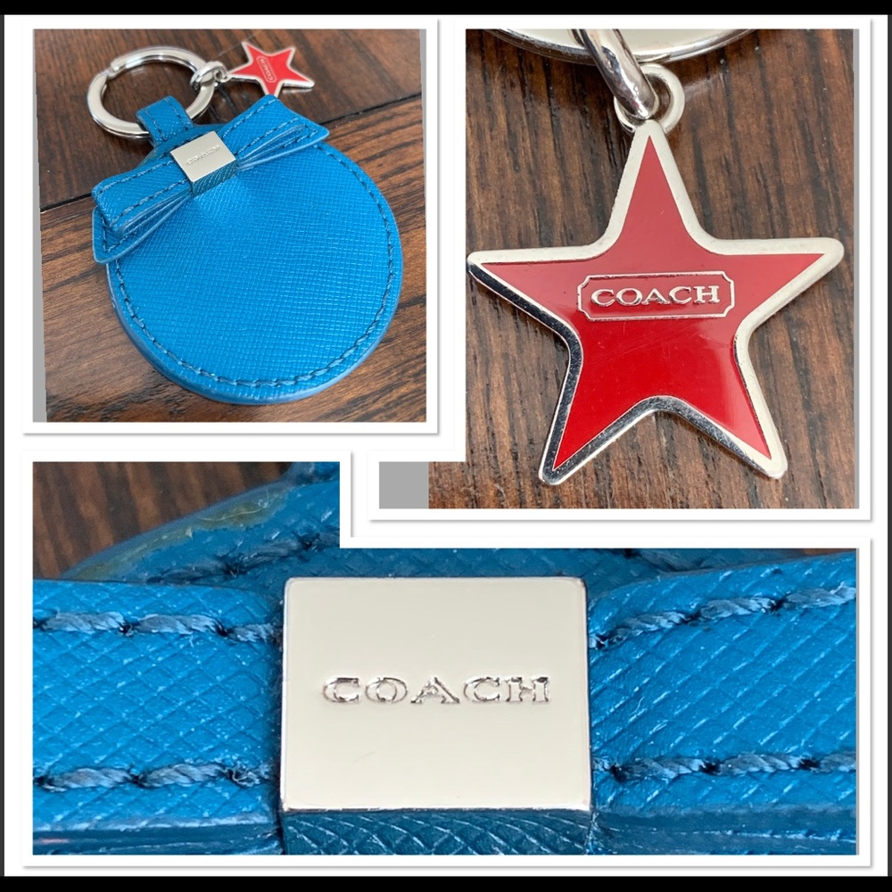 Coach Blue & Carriage Mirror Keychain